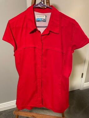Magellan Outdoors Women’s Short Sleeve Button Front Shirt - Red